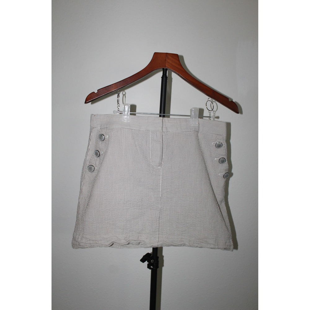 J.Crew Womens Cream White Pinstripe Seersucker Nautical Mini Skirt Size 6‎